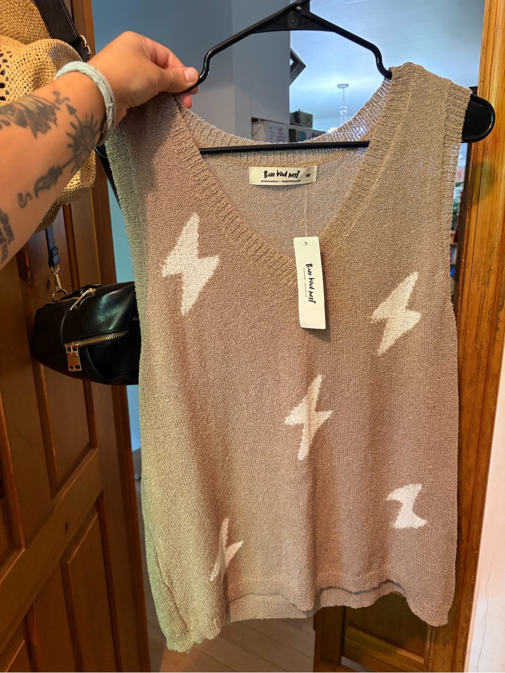 Three Bird Nest Taupe V-Neck Knit Tank